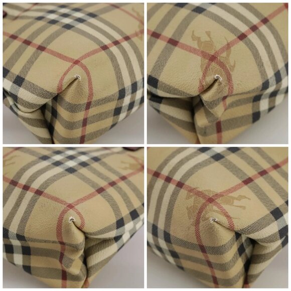 BURBERRY Nova Check Hand Bag PVC Leather Beige Auth 105625 - Picture 15 of 16